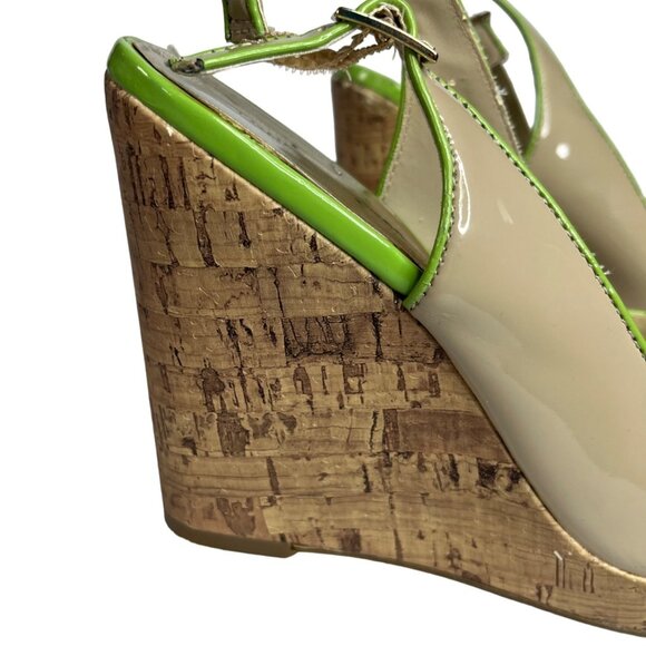 Tommy Hilfiger Wedge Sandals Shoes Womens Size 8 M Tan Green Cork - Picture 4 of 15